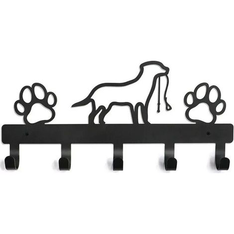 Porte-manteau mural avec 5 crochets en forme de patte de chien, idéal pour suspendre chapeaux, clés et manteaux, couleur noire.