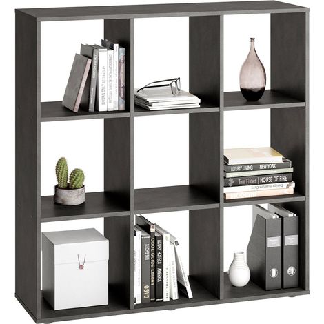 Étagère 9 Cases Design "Gaman" 108cm Gris Foncé (1/4)