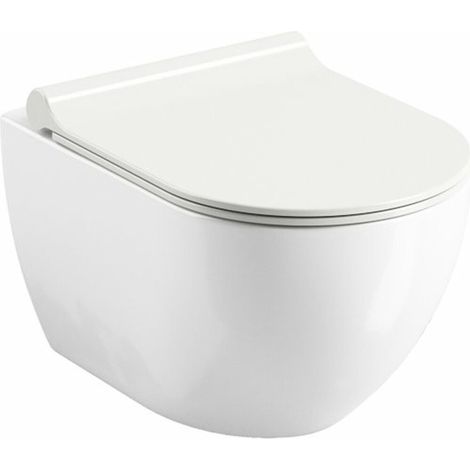 Ravak Vaso per WC a parete Uni Chrome, senza flangia, fissaggi nascosti + sportello softclose, bianco (UniRimless)