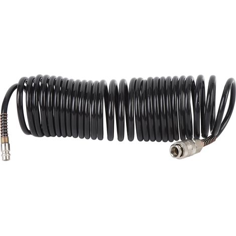 Tuyau d'air spiralé en PE et cuivre, diamètre intérieur 6,35 mm (1/4 pouce), longueur 5 m (16,4 pieds), anti-nœuds et anti-torsion, léger, avec connecteur UE (1/5)
