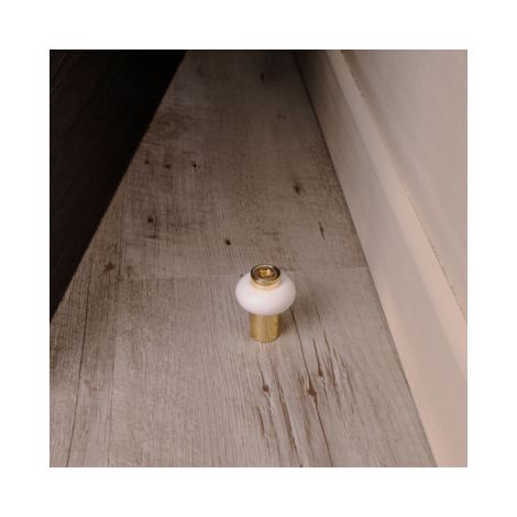 Ouvre&Déco – Butée de porte sol CITY GM – Zamak laitonné poli – Fixation au sol – Diamètre 30mm, hauteur 40mm – Pour éviter les chocs contre les murs
