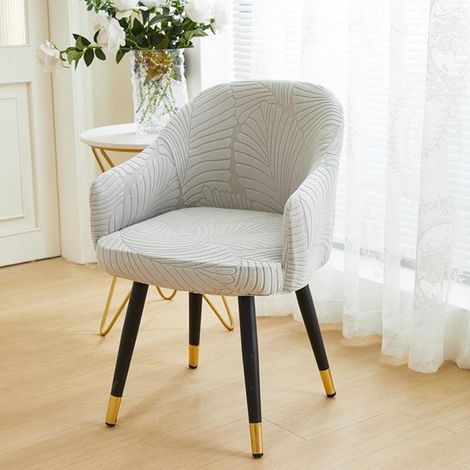 Set di due coprisedie elasticizzati con braccioli curvi, adatti a sedie da ufficio e sedie da pranzo (grigio chiaro). (1/5)