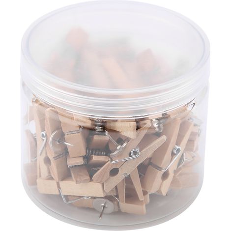 Lot de 50 pinces en bois brut naturel 35x7 mm, clips décoratifs pour photos, vêtements et bricolage créatif. (1/5)