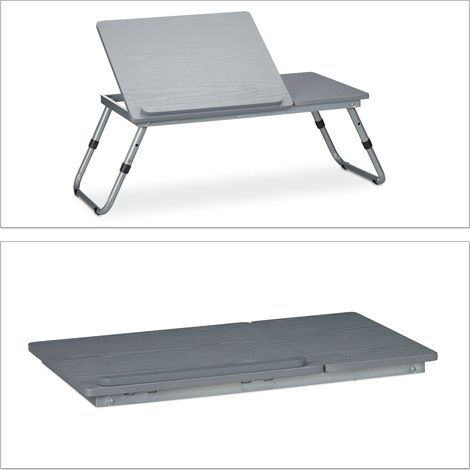 Tavolo per computer portatile reclinabile regolabile in altezza 60 x 40 x 28 cm utilizzo accogliente salotto in legno grigio 130009014