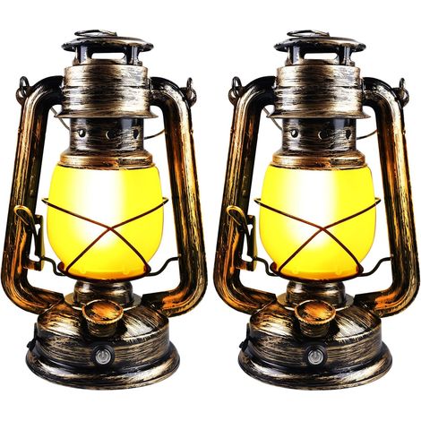2 Pièces Lanterne Extérieure, Lanterne Vintage Rechargeable, Lanternes D'extérieur, Lanterne De Camping, Lampe Tempete Led Flammes Réalistes, Pour Jardin, Porche,Terrasse,Cour, Chemins