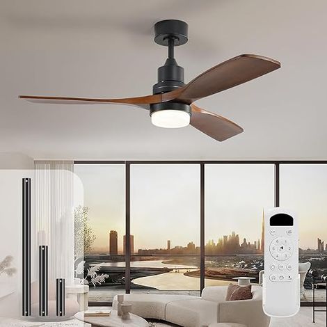 Sofucor Ventilateur de Plafond Lumière - 6 Vitesses - Moteur Courant Continu Économe en Énergie - 132cm
