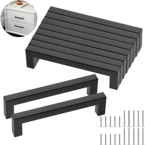 10 Pièces Poignee de Meuble Cuisine Noir 128 mm, Acier Inoxydable Poignées Moderne Carrée Meubles, Poignee de Meuble Noir Cuisine pour Bureaux, Tiroirs, Armoires, Placard (1/5)