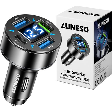 Schnell-Autoladegerät mit 4x USB PD QC3.0 USB-C 66W