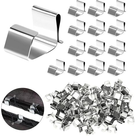Crochet de Gouttière Guirlande en Acier Inox, Lot de 140 Mini Supports de Gouttière en Acier Inoxydable, Crochets de Gouttière pour Guirlandes Lumineuses, Clips Lumineux en Métal, pour Décoratives (1/5)