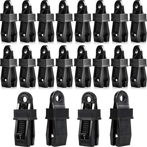 Tendeurs de Bâche Noir,Clip Fixation Bache Piscine,20 Pièces Clip de Tente Réutilisable Plastique avec Poignée de Verrouillage Solide pour la Fixation de Tentes et Auvents Pinces (1/5)
