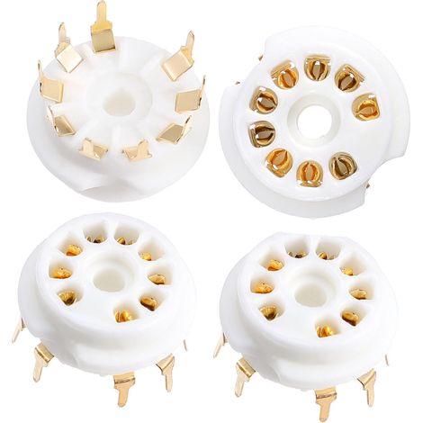 Douilles Tubulaires 9 Broches en Céramique et Métal Lot de 4 de Diverses Spécifications Support Pratique et Professionnel pour Circuit Imprimé pour Tubes Électroniques (1/5)