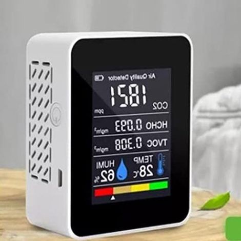 Monitor portátil de calidad del aire interior: medidor 5 en 1 de CO2，temperatura y humedad para el hogar，carpas de cultivo y bodegas de vino (1/3)