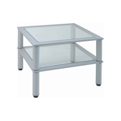 Tavolino da ufficio quadrato 60x60 cm ripiani in vetro (1/2)