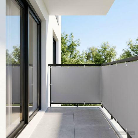 Brise-vue balcon écran de confidentialité polyester enduit PU gris clair 1,2 x 25 m - PANGIVO (1/5)