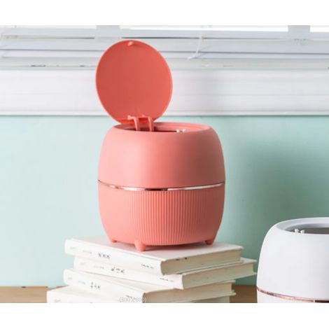 Mini Poubelle de Table avec Couvercle, Corbeille à Déchets pour Salle de Bain, 16 x 15 cm, Compacte pour Cuisine, WC, Bureau, Lit, Odeurs Contrôlées (Rose) (1/5)