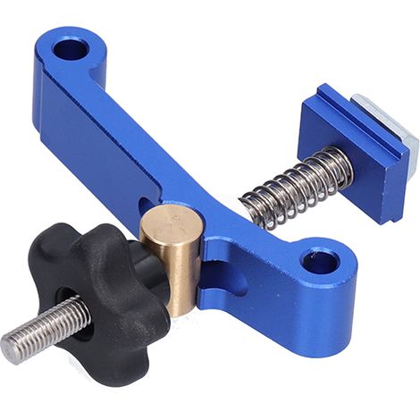 Lot de 2 serre-joint plaque pression fixation aluminium bleu M8 pour établi bois et métal rail en T (1/5)