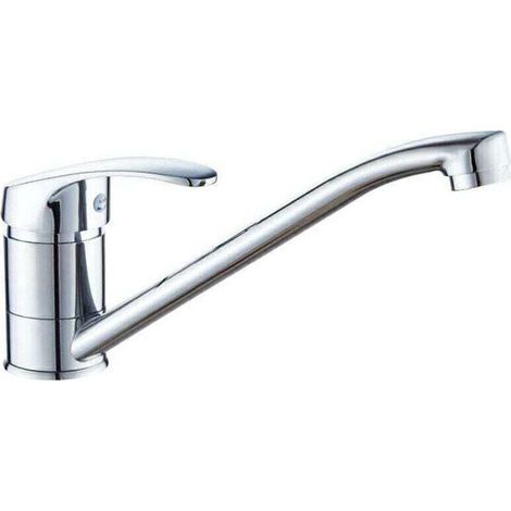 Mitigeur d'Evier, Robinet de Cuisine Monocommande, Chromé, Argent, Mitigeur d'Evier (1/4)