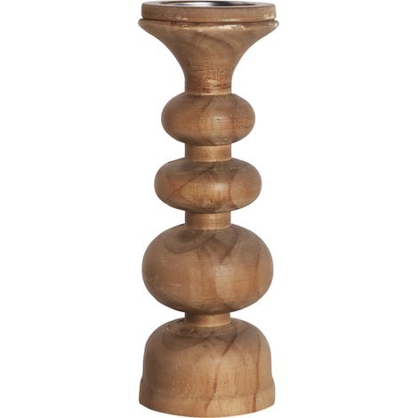 Bougeoir colonial élégant en bois et fer - Ton bois naturel avec nuances chaleureuses (1/5)