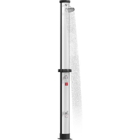 Douche solaire 40L pour extérieur – Chauffée par l’énergie solaire, autoportante – Avec douche pieds, pommeau pluie 360° – Sans électricité, hauteur 216 cm – Argent (1/4)