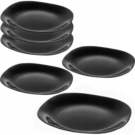 KADAX schwarze Speiseteller, Spülmaschinengee Teller-Set, Essteller aus verstärktem Glas, modernes G