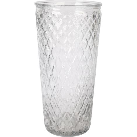 Vase Haut Verre Relief Losange Ø11,5 x H23 cm