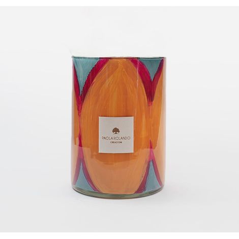 Vase en verre décoré à la main pour décoration élégante Diamante H 20 - Orange