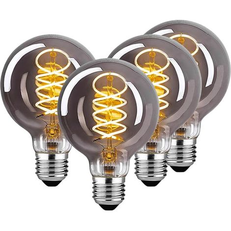 E27 LED Light Bulb 4W Warm White Decorative Home Cafe Bar Smoke Grey 80 mm (1/5)