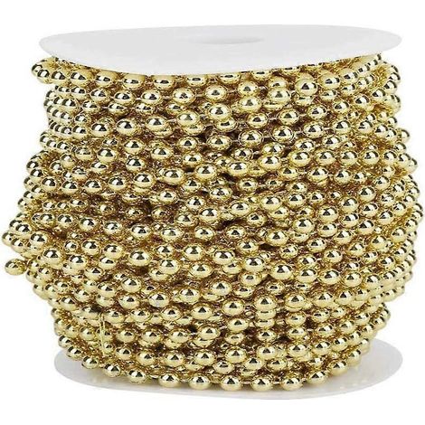 Guirlande de perles de 20 m/rouleau, perles délicates, cordon décoratif pour décorations de mariage (doré) (1/5)