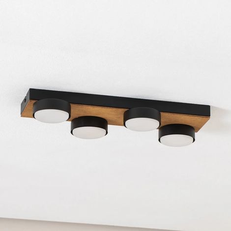 [GEBRAUCHT] B-Ware Envostar Deckenleuchte Lampe Holz Schwarz Stahl Laurent 4 Flammig Austauschbar