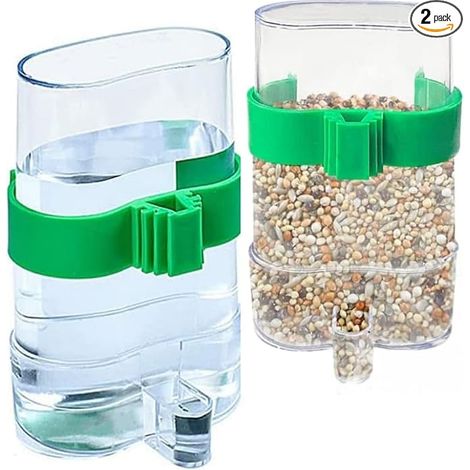 Lot de 2 mangeoires automatiques pour oiseaux, mangeoires et abreuvoirs pour perruches, canaris, pinsons, graines, récipients alimentaires (1/4)
