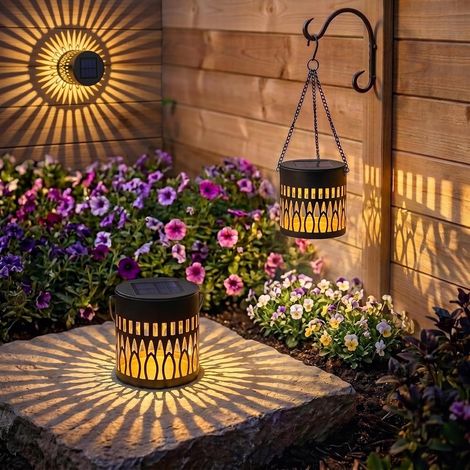 Lot de 2 Lanternes Solaires D'extérieur, Chaud Lampes Solaires de Jardin  Allumage Et Arrêt Automatique, Suspendre Étanche Lumiere Solaire Exterieur Pour Patio, Balcon, Terrasse, Cour Et Fête (1/5)