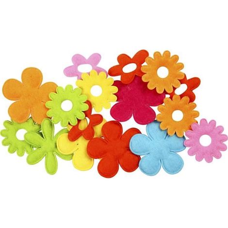 Assortiment de fleurs faiblement ouatées en feutre - 5 formes différentes. réf 450731 (1/4)