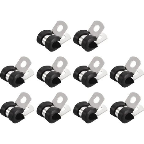 Collier De Serrage - Inox 304 - 6 mm - Pour Tube Tuyau Câble Grillage - Amorti Caoutchouc - Fixation Extérieure - 20 Pièces