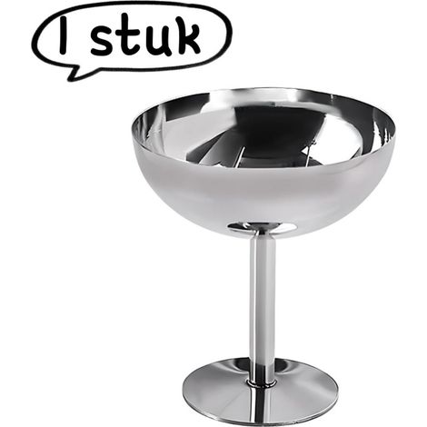 pièce - Coupe à dessert - Verre à vin en acier inoxydable (304) - Coupe à glace, bol à dessert, bol à pudding, bol à salade de fruits - 6 x 10 x 11 cm - Argenté (1/5)