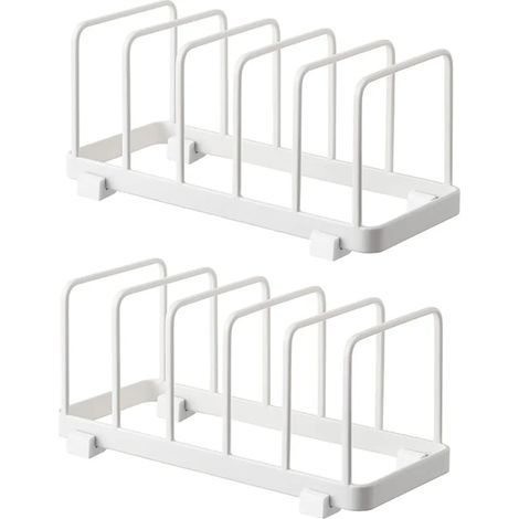 Organizador de platos, escurridor de platos, soportes para platos, organizador de estantes para platos, almacenamiento de tabla de cortar para encimera de cocina (blanco, 2 piezas) (1/5)