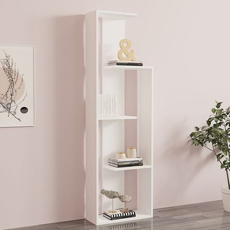 Libreria Fiesole, Biblioteca 3 Ripiani, Installazione Libera, Utilizzabile Come Divisorio Locale, 50x20x160h cm Bianco (1/5)
