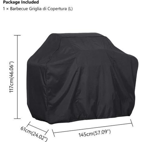 Waterproof, dustproof, rainproof, and UV-resistant cover for gas, charcoal, or electric grills. Dimensions: 1