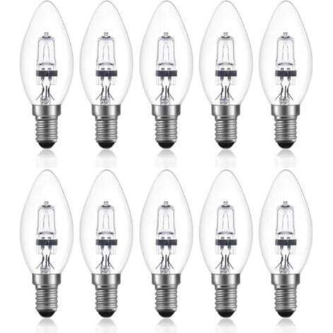 42W E14 C35 Dimmable ampoule halogène AC 220-240V Blanc Chaud 2700K e14 transparante ampoule halogene bougie (10pcs)