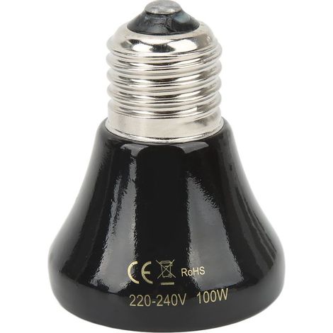 Ampoule chauffante en céramique 100W pour reptiles, lampe infrarouge pour terrarium, chauffage pour lézards et amphibiens, 220V-240V, noire. (1/5)