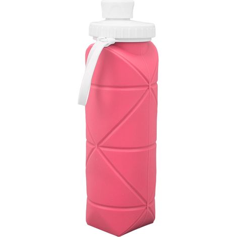 Gourde pliable 600 ml en silicone alimentaire, étanche et légère, idéale pour les voyages, la salle de sport, le camping et le sport (rose). (1/5)