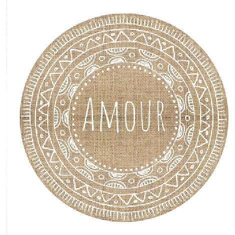 Set de table rond Amour en toile de jute 38 cm
