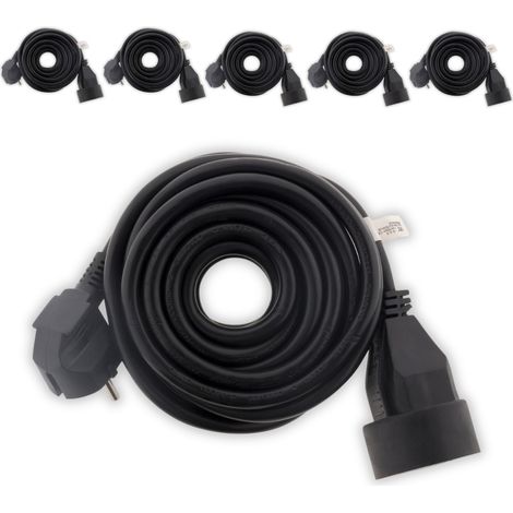 Zenitech – Lot de 6 prolongateurs 16A 3m – Câble HO5VV-F 3G1,5mm² – Puissance 3680W sous 230V – Couleur noire élégante