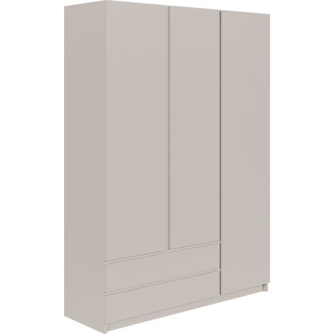 Selsey Bemmi – Kleiderschrank mit 3 Türen, Kleiderstange und 2 Schubladen, Kaschmirgrau, 150 cm