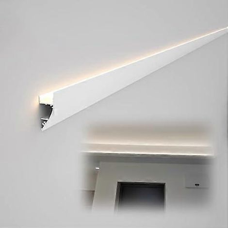 Bande LED murale avec profilé en aluminium pour éclairage indirect (éclairage vers le haut et vers le bas), diffuseur de 8 m pour salon (1/5)