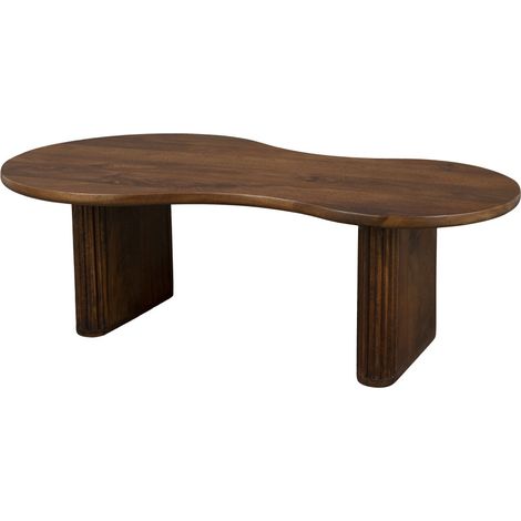 Table basse fixe en bois 110x60cm – Plateau organique en bois foncé – Pour salon moderne – Ambiance cocooning – Dutchbone (1/5)