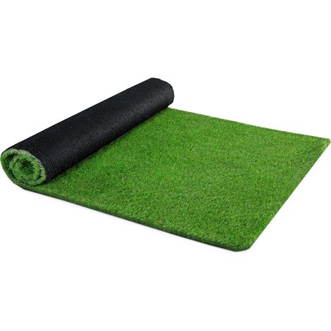 Idmarket – Gazon synthétique 1x10 m – Épaisseur 30 mm – Résistant aux UV – Trous d'évacuation d'eau – Pour balcons et jardins
