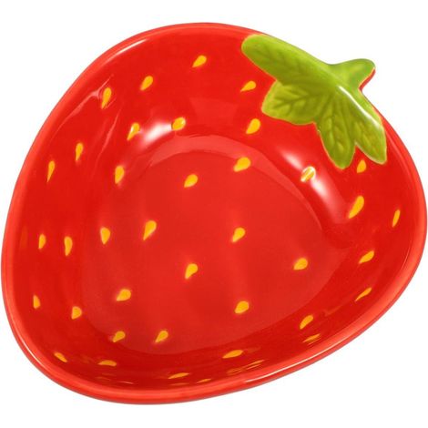Corbeille de fruits – Bol à fruits – Bol de service en céramique en forme de fraise pour desserts et fruits – 1 pièce – Rouge (1/5)