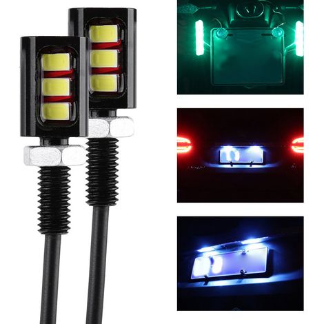 2x vis à plaque d'immatriculation universelles 12V pour auto/moto, ampoule LED blanche, éclairage de plaque (1/5)