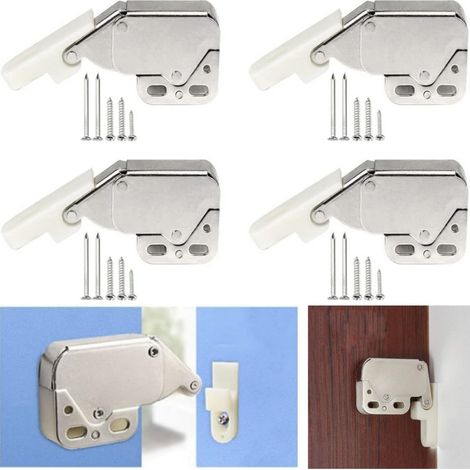 FIGFYOU Lot de 2 mini verrous de porte à ressort en ABS avec verrouillage automatique pour fenêtres, abris de jardin, portails et portes de placards. (1/5)