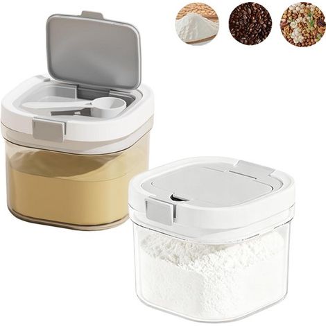 2 piezas, con soporte para cuchara incorporado e incluye cuchara medidora (5 g), Resistente a la humedad y hermético, 800 ml, café y frutos secos (1/5)